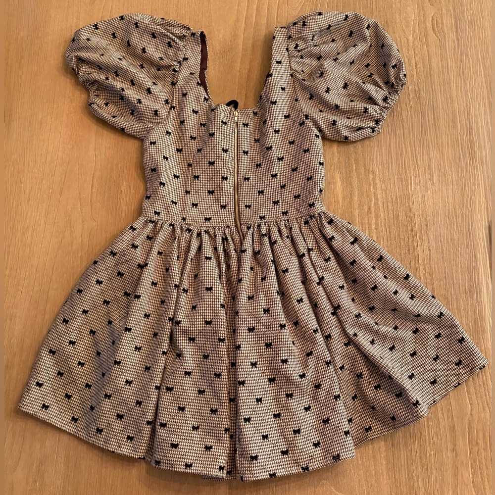 Sofie the Label Bows of Enchantment Mini Dress Puff Sleeve Brown Small NWT - Picture 11 of 16